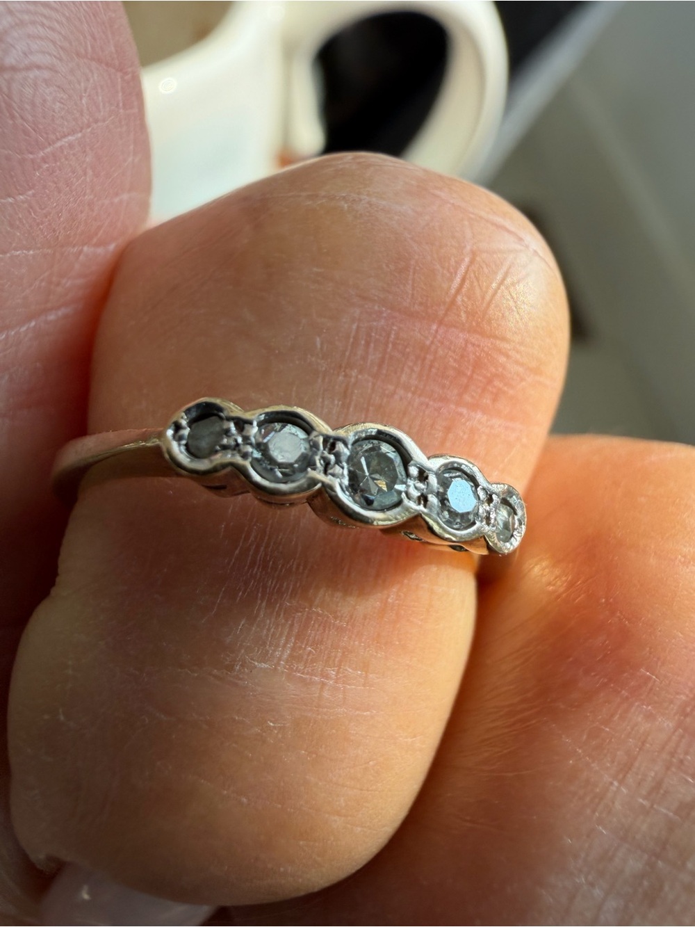 A 9 Kt. Gold Sz. 7 1/2 Diamond Ring, Vintage Ring, Estate Jewelry, Wedding Ring,